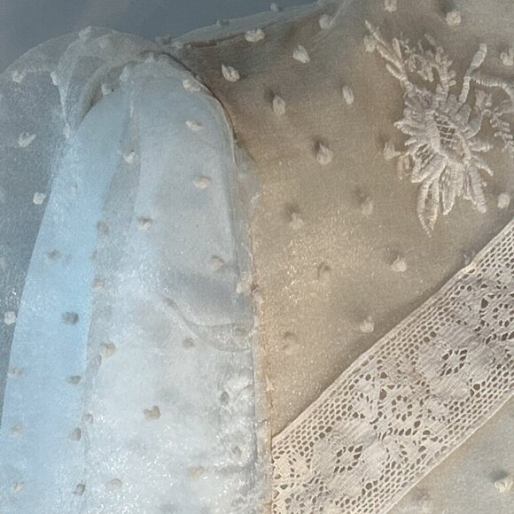 ZARA SZ XL Cream Swiss Dot Sheer Top Fairy Cottage Romantic Feminine Boho Glam - Picture 6 of 13